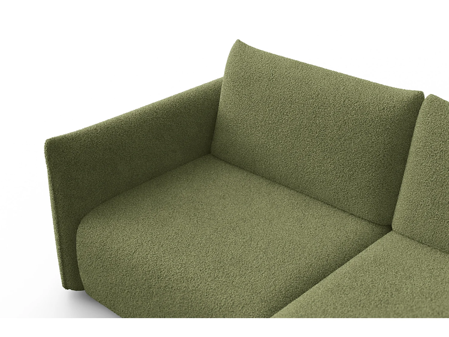 CANAPÉ D'ANGLE TAUER 3 places droit, tissu bouclé vert