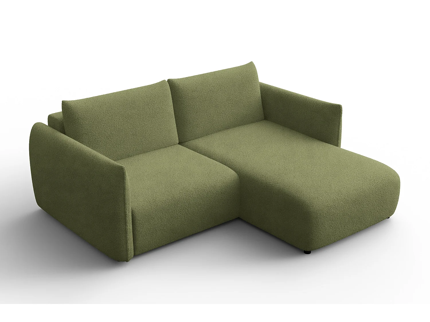 CANAPÉ D'ANGLE TAUER 3 places droit, tissu bouclé vert