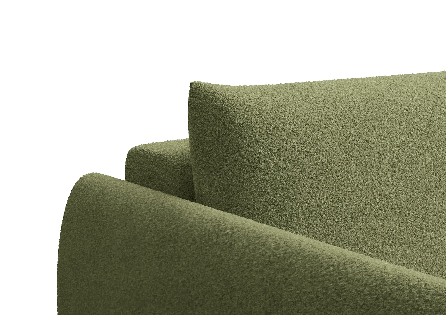 CANAPÉ D'ANGLE TAUER 3 places droit, tissu bouclé vert