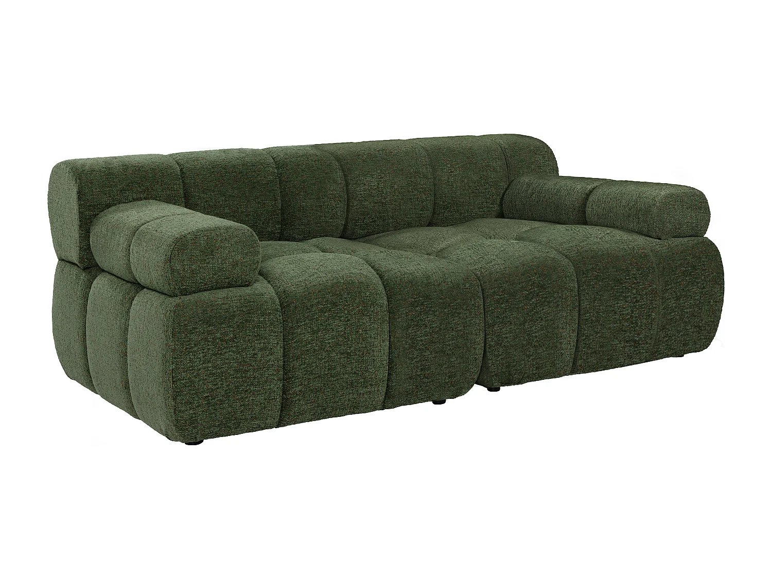 Canapé modulable 2 places en tissu chiné vert FACIVIL