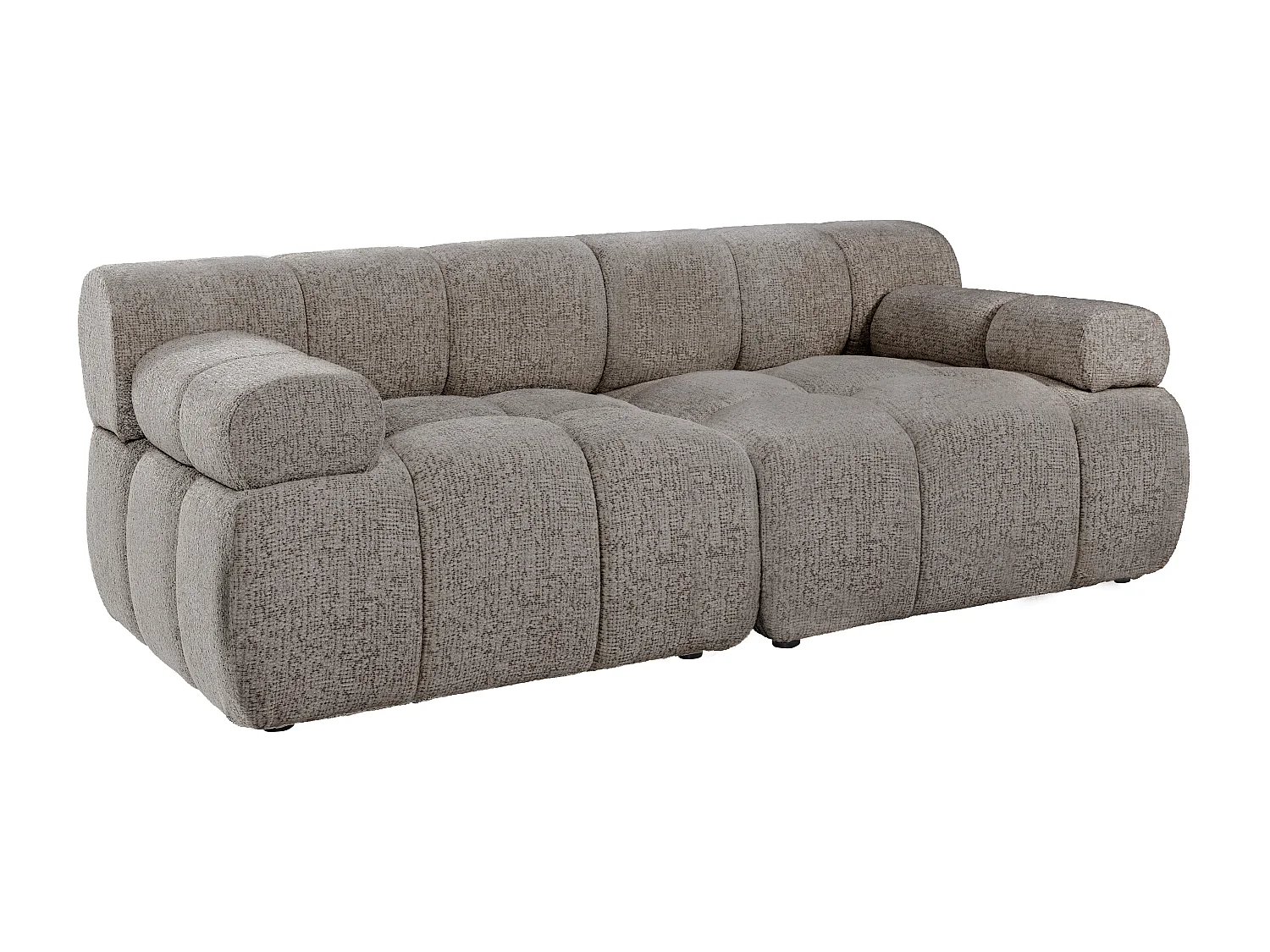Canapé modulable 2 places en tissu chiné taupe FACIVIL