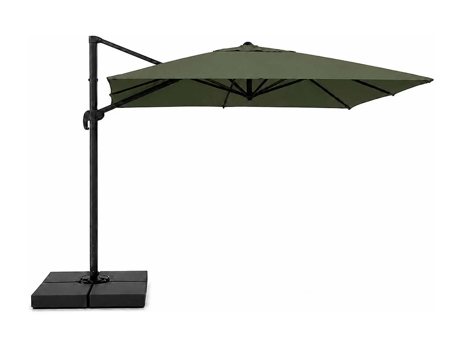 CEZIR - Parasol rectangulaire 3x4 déporté rotatif vert en aluminium