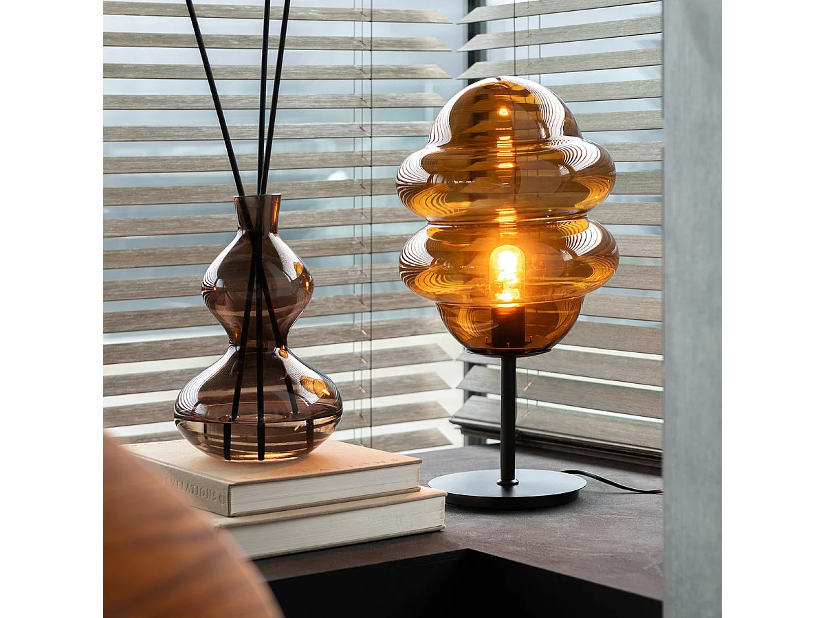 Lampe à Poser en Verre "Cuillere Miel" 52cm Marron