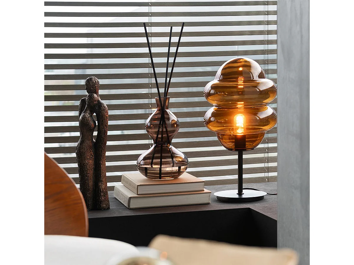 Lampe à Poser en Verre "Cuillere Miel" 52cm Marron