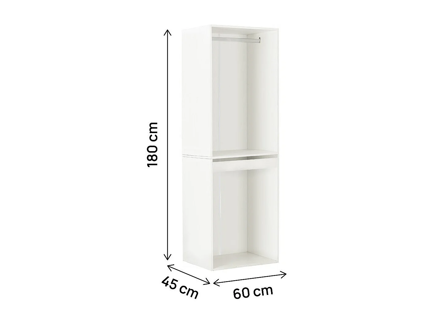 Vertikal Garderob med Byxhållare "Opéra" - Vit 60 x 45 x 180 cm - Robust Konstruktion