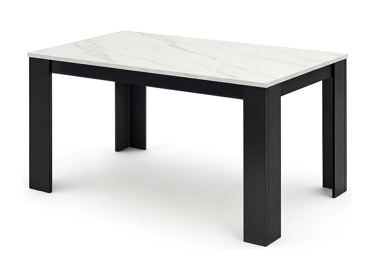 Mesa de jantar Naya Negro Mate - Mármol Blanco