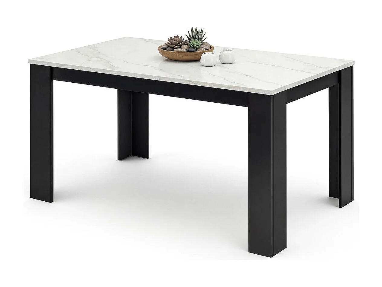 Mesa de jantar Naya Negro Mate - Mármol Blanco