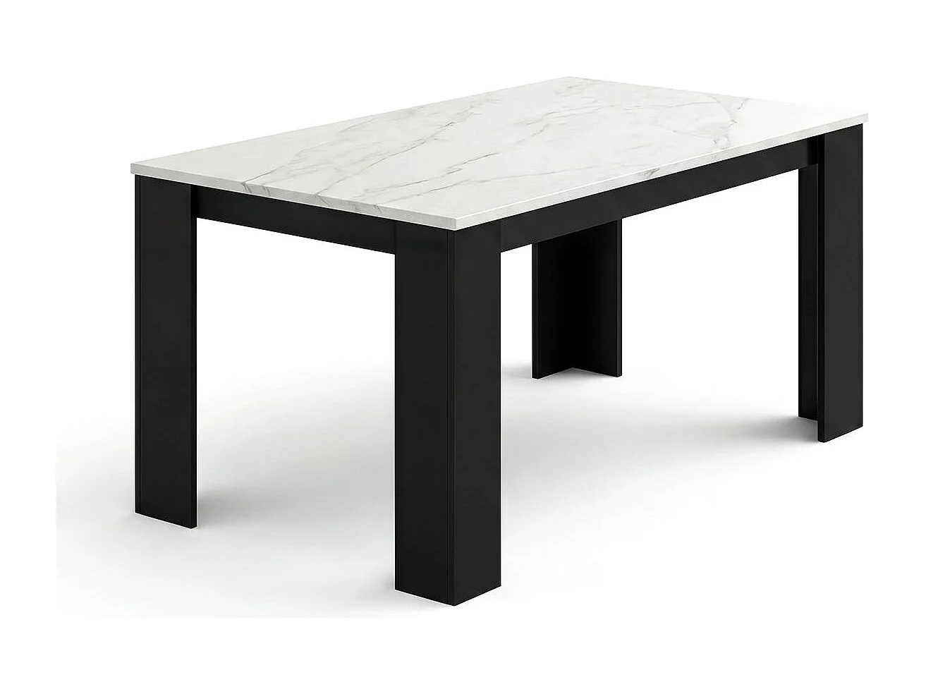 Mesa de jantar Naya Negro Mate - Mármol Blanco