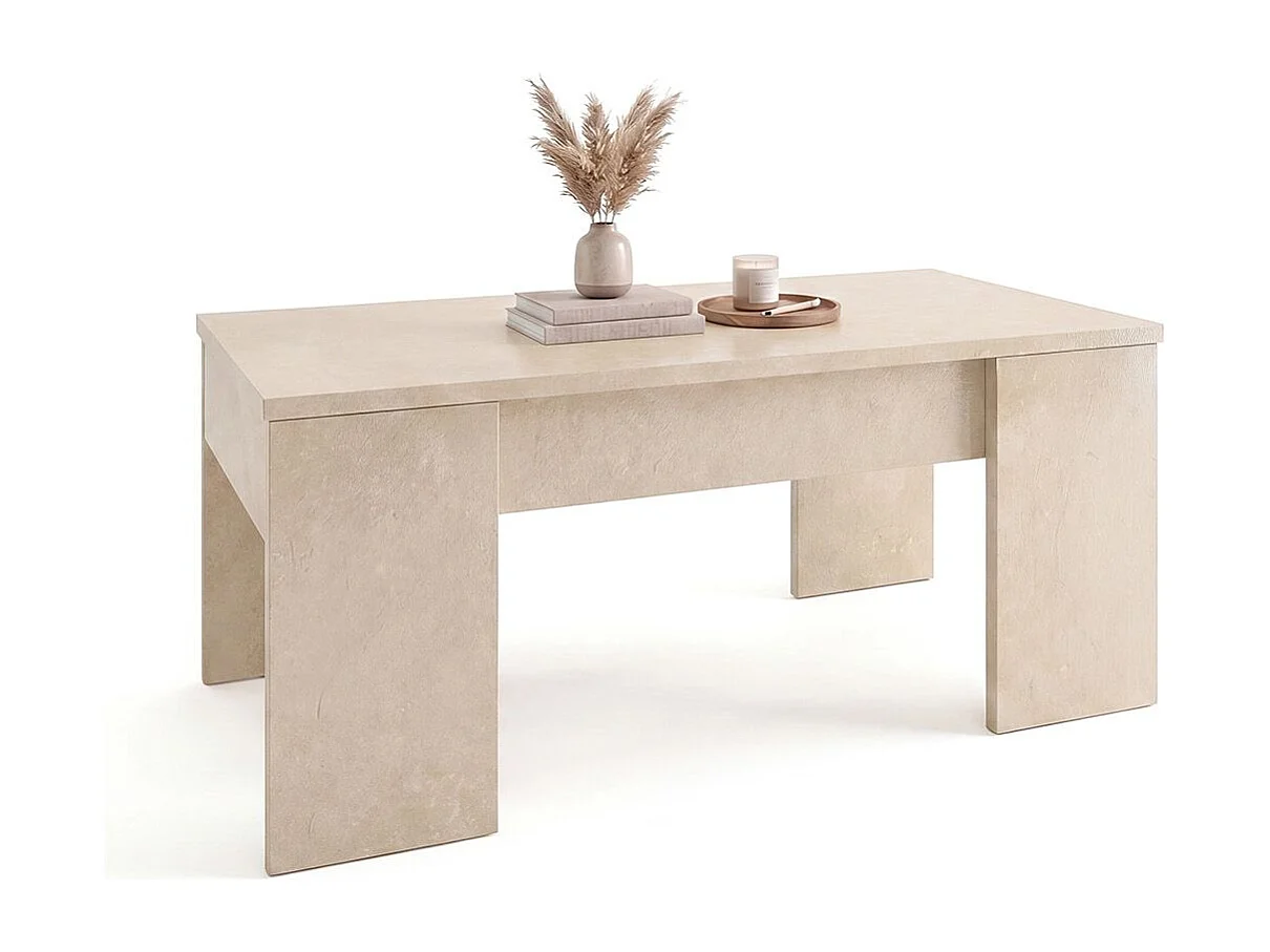 Mesa de centro elevatória Vita Microcemento Beige