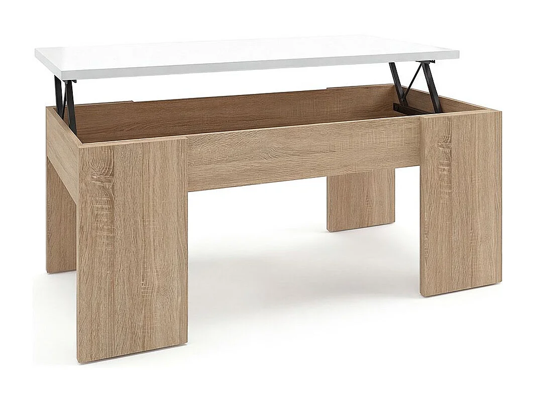 Mesa de centro elevatória Vita Roble Canadian - Blanco Artik (Blanco Mate)