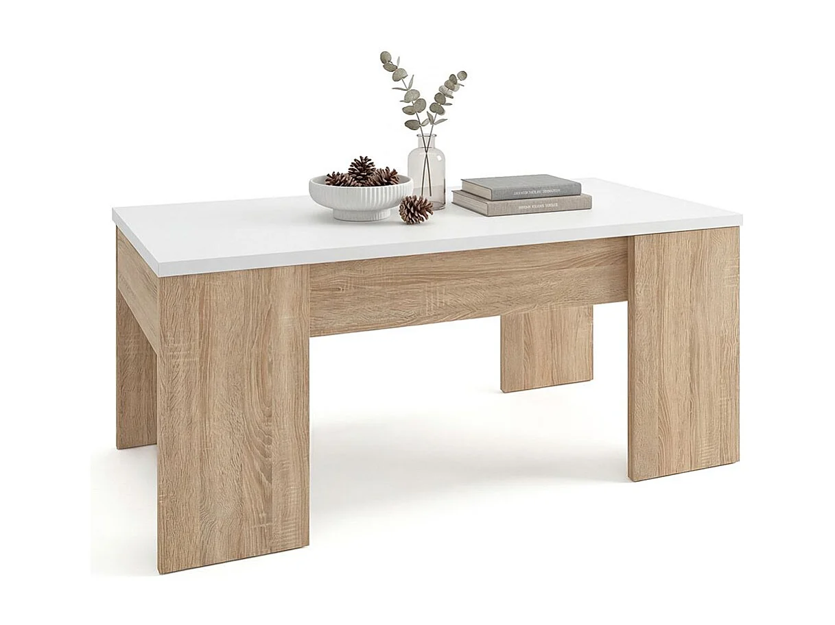 Mesa de centro elevatória Vita Roble Canadian - Blanco Artik (Blanco Mate)