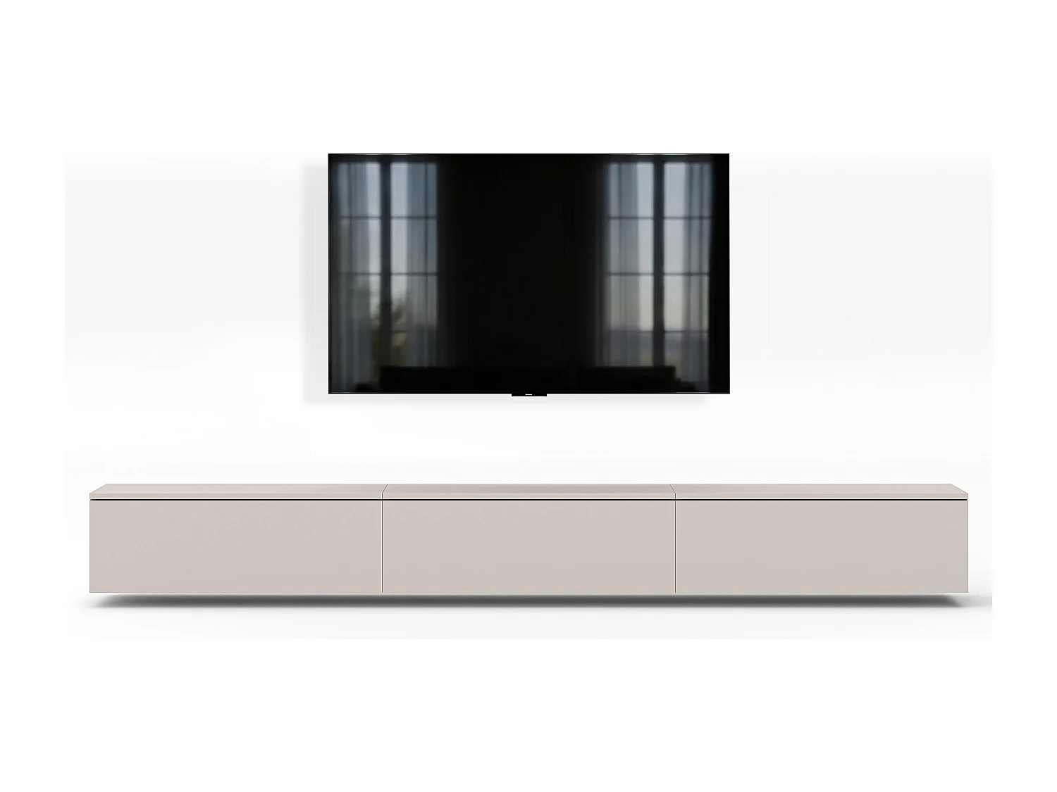 AX LIVING Meuble TV Barvo 3x100 cm Beige Cachemire Suspendu
