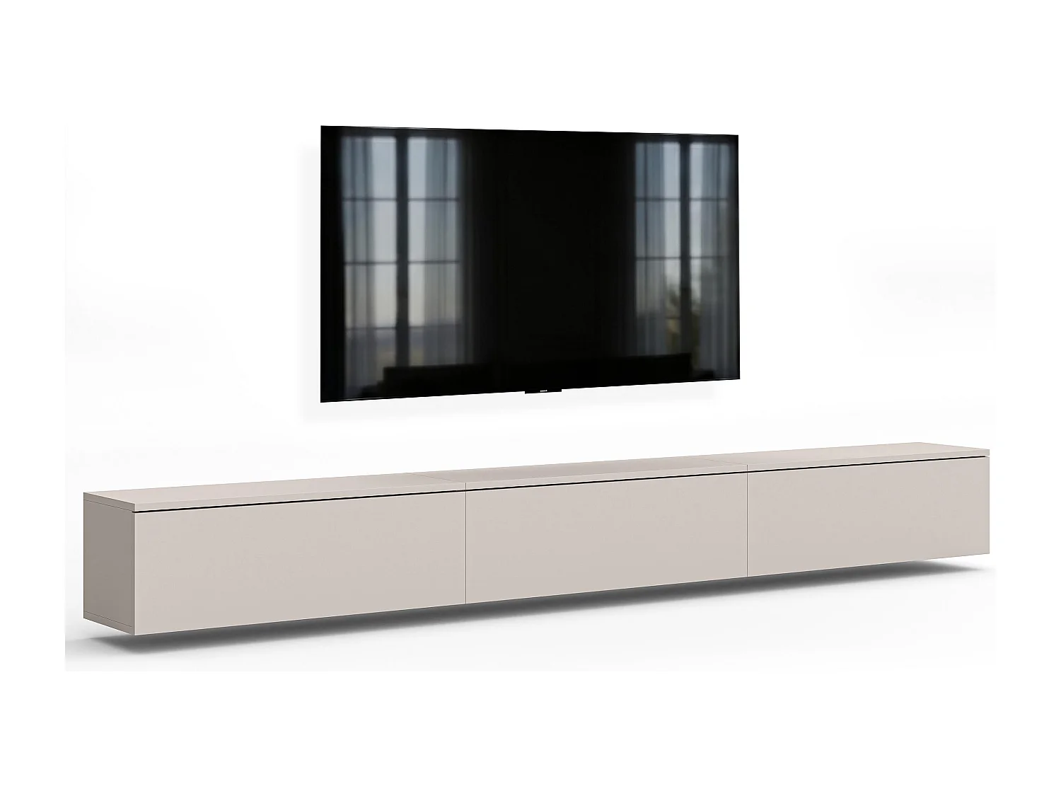 AX LIVING Meuble TV Barvo 3x100 cm Beige Cachemire Suspendu