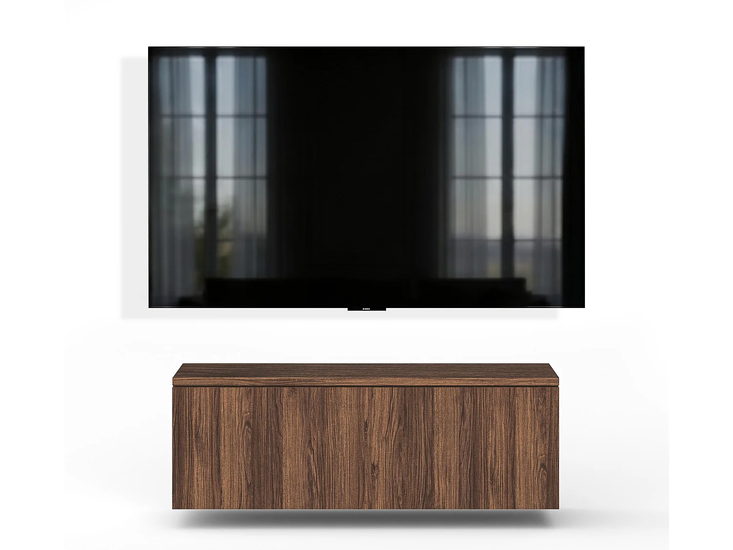 AX LIVING Meuble TV Barvo 100 cm Marron Foncé Noyer Warmia Suspendu