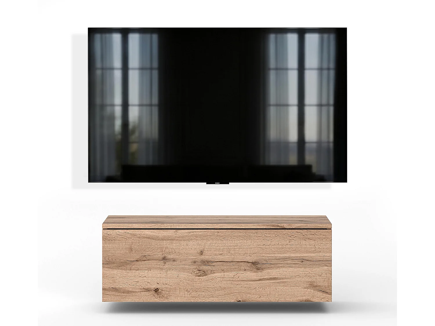 AX LIVING Meuble TV Barvo 100 cm Marron Chêne Wotan Suspendu