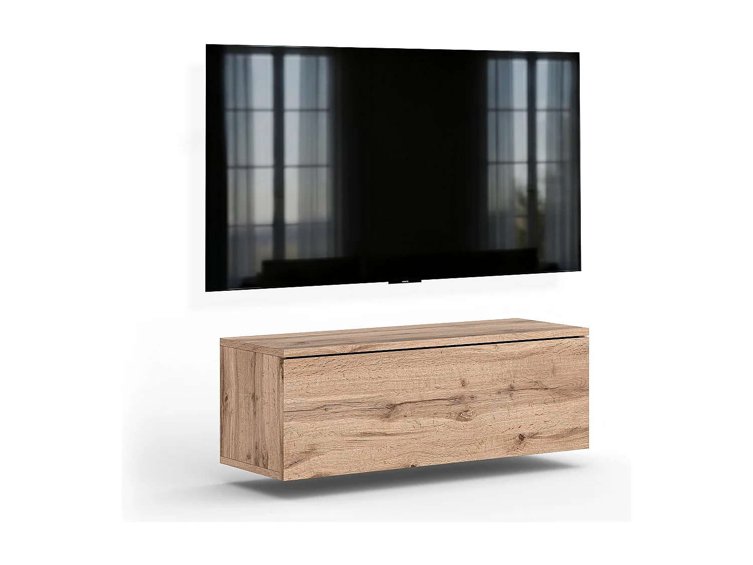 AX LIVING Meuble TV Barvo 100 cm Marron Chêne Wotan Suspendu