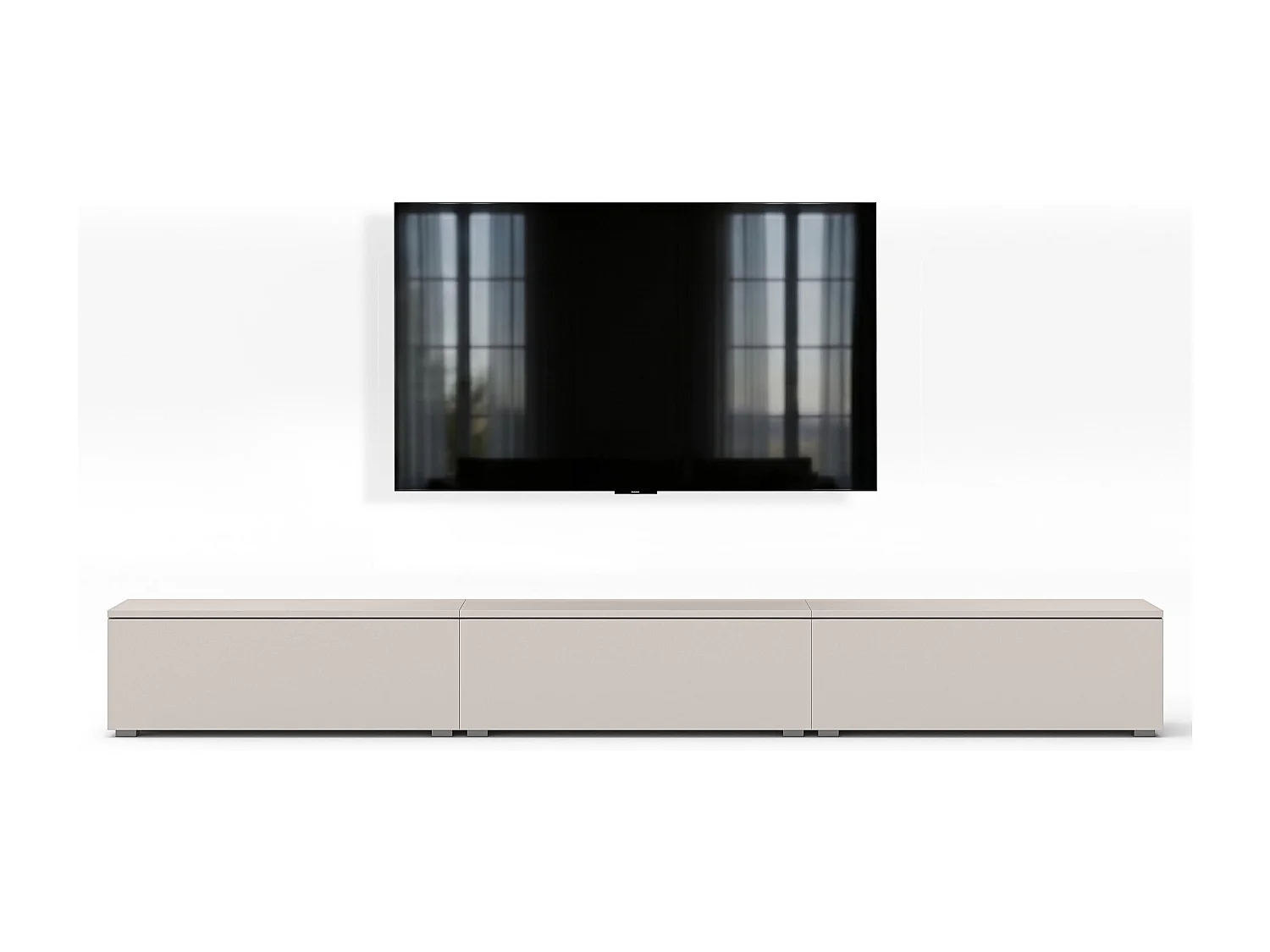 AX LIVING Meuble TV Barvo 3x100 cm Beige Cachemire Sur Pieds