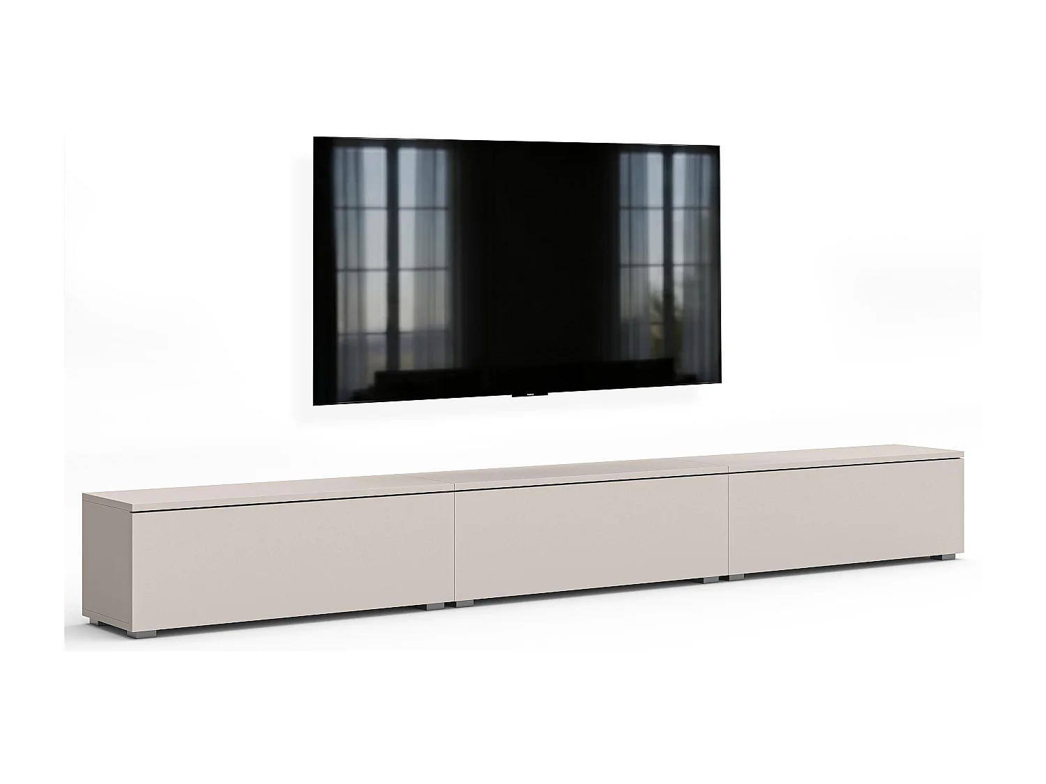 AX LIVING Meuble TV Barvo 3x100 cm Beige Cachemire Sur Pieds
