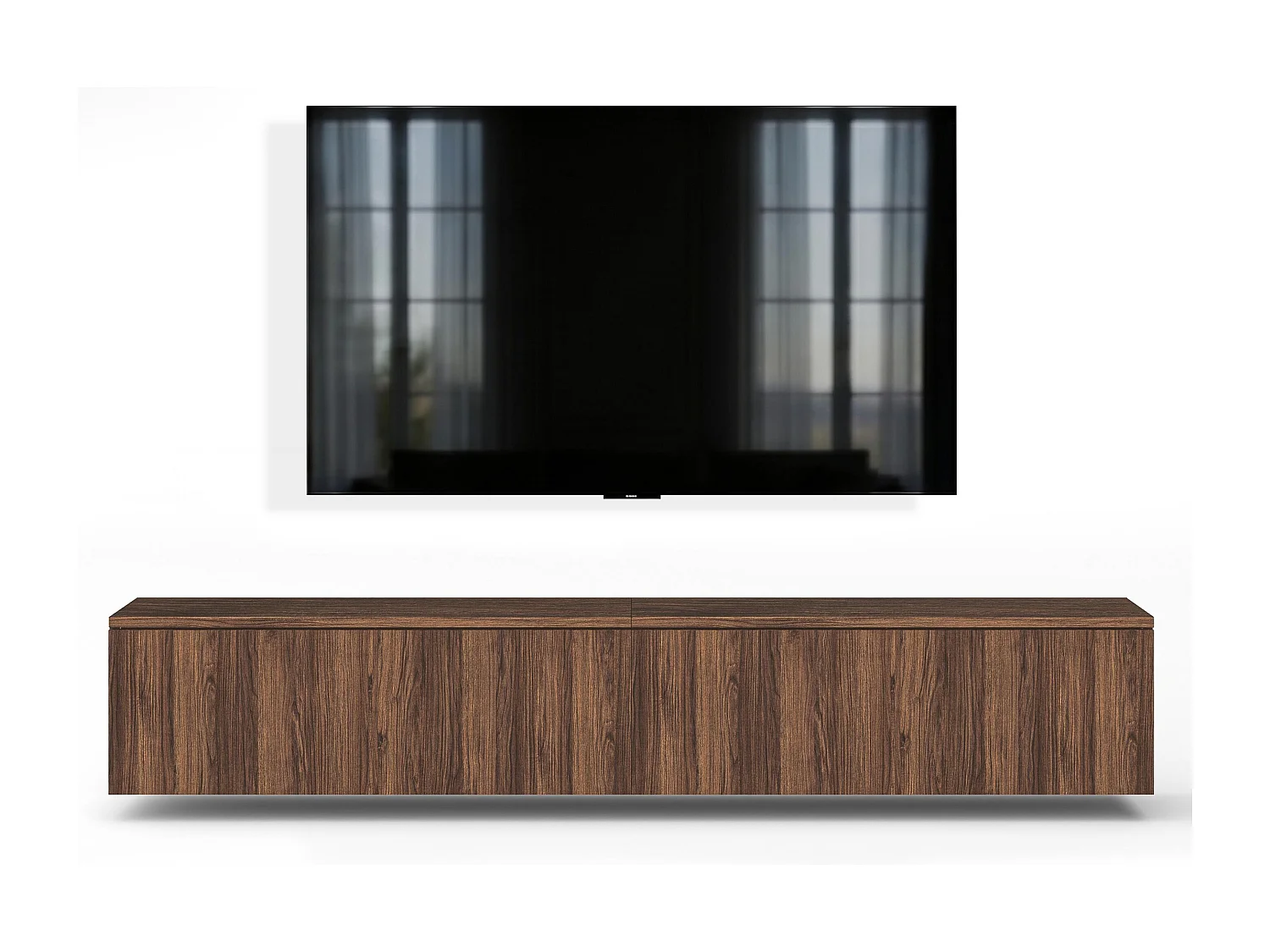 AX LIVING Meuble TV Barvo 2x100 cm Marron Foncé Noyer Warmia Suspendu