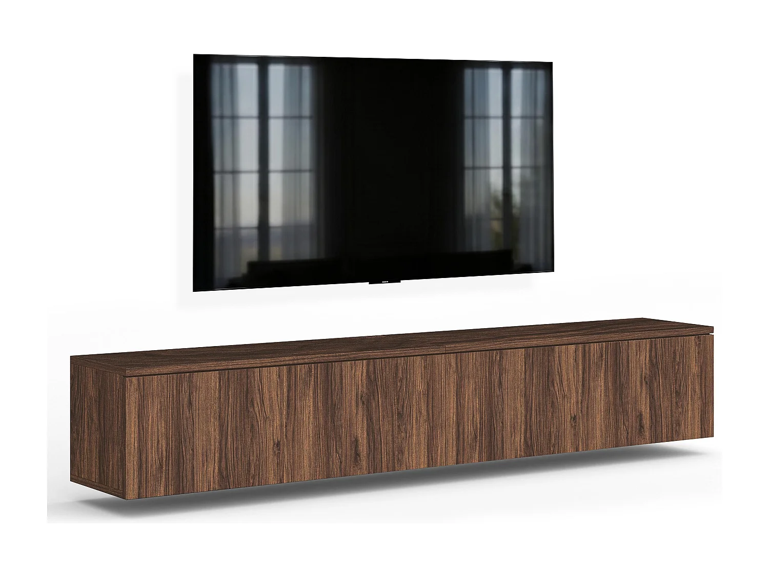 AX LIVING Meuble TV Barvo 2x100 cm Marron Foncé Noyer Warmia Suspendu