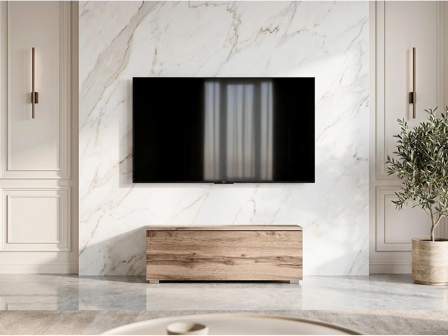 AX LIVING Meuble TV Barvo 100 cm Marron Chêne Wotan Sur Pieds