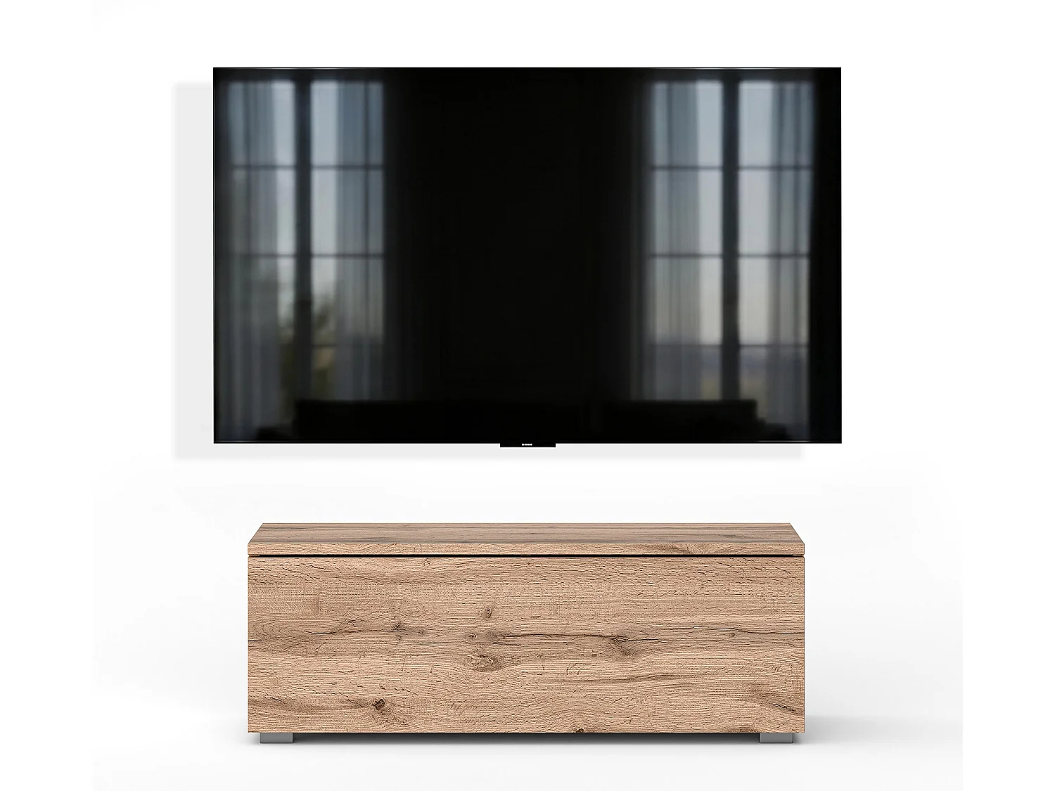 AX LIVING Meuble TV Barvo 100 cm Marron Chêne Wotan Sur Pieds