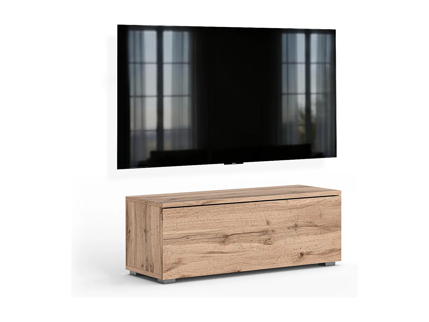 AX LIVING Meuble TV Barvo 100 cm Marron Chêne Wotan Sur Pieds