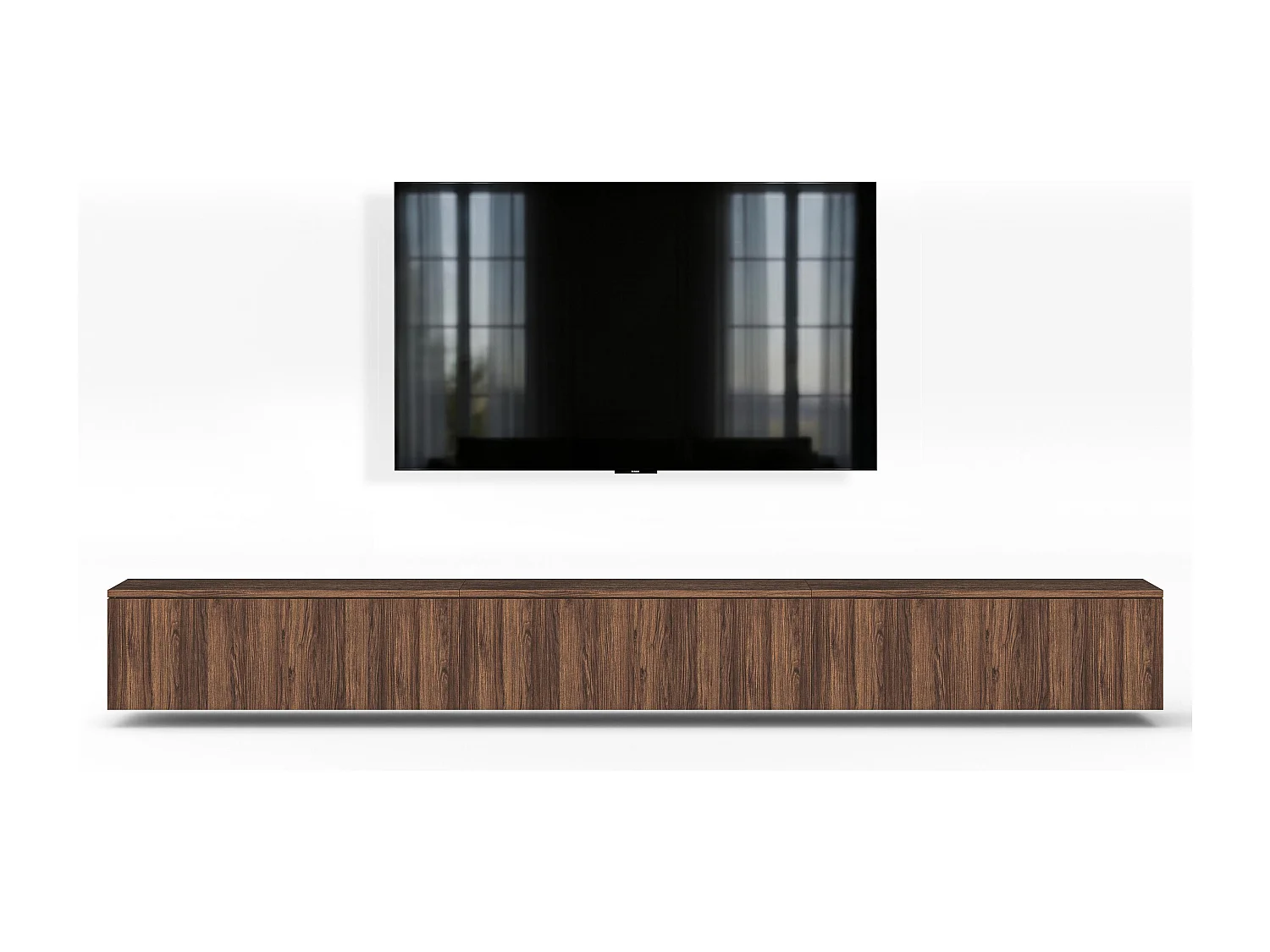 AX LIVING Meuble TV Barvo 3x100 cm Marron Foncé Noyer Warmia Suspendu