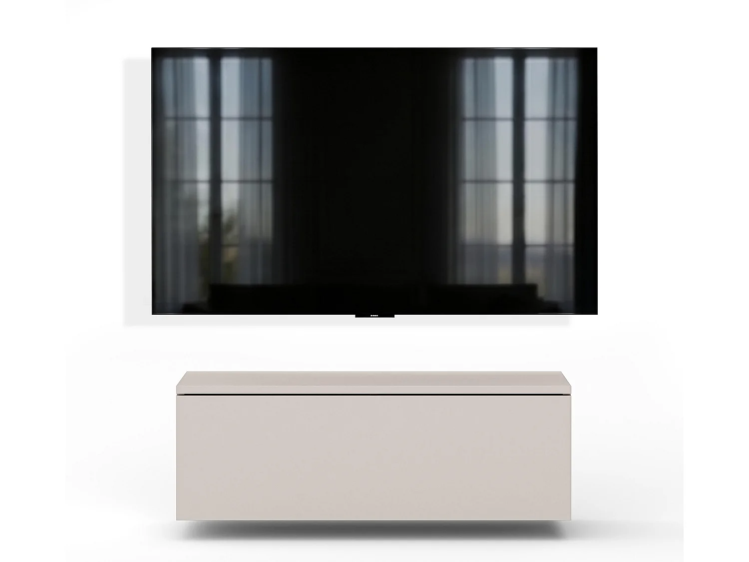 AX LIVING Meuble TV Barvo 100 cm Beige Cachemire Suspendu