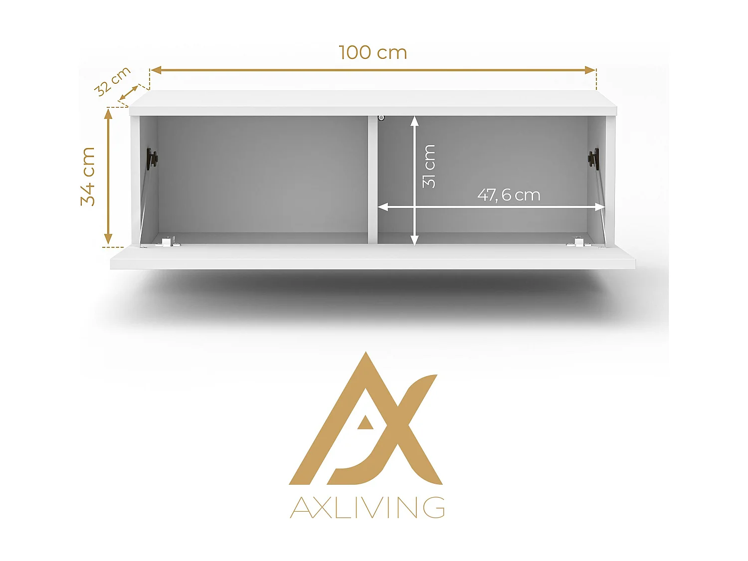 AX LIVING Meuble TV Barvo 100 cm Beige Cachemire Suspendu