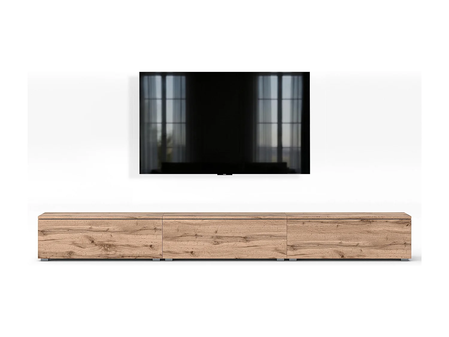 AX LIVING Meuble TV Barvo 3x100 cm Marron Chêne Wotan Sur Pieds