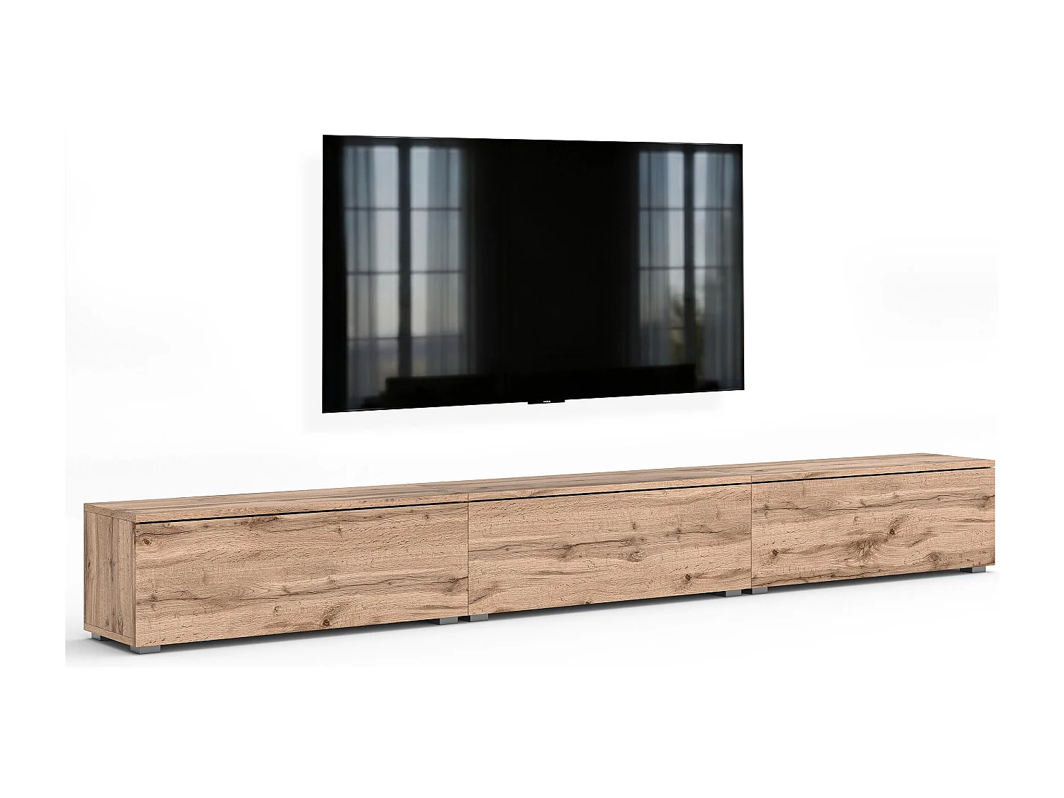 AX LIVING Meuble TV Barvo 3x100 cm Marron Chêne Wotan Sur Pieds