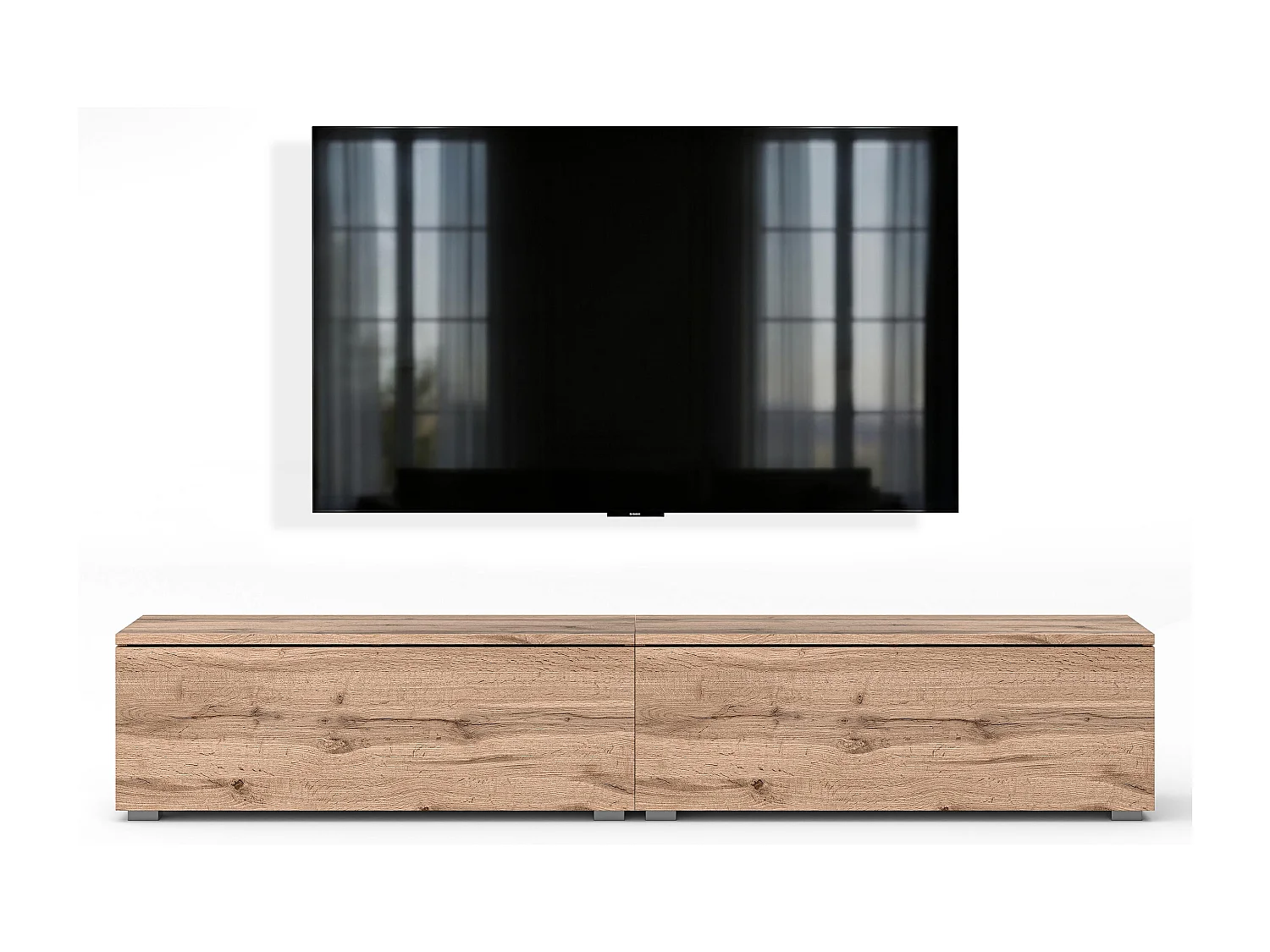 AX LIVING Meuble TV Barvo 2x100 cm Marron Chêne Wotan Sur Pieds