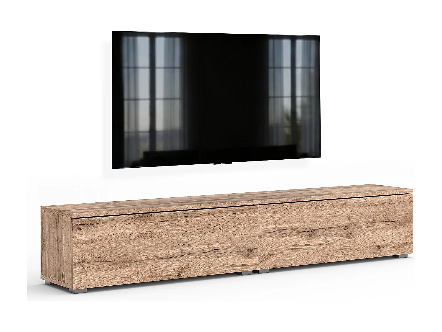 AX LIVING Meuble TV Barvo 2x100 cm Marron Chêne Wotan Sur Pieds