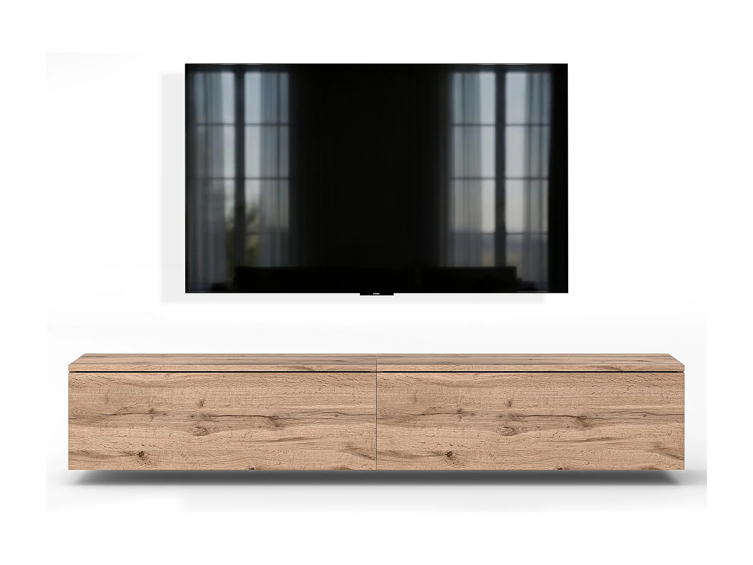 AX LIVING Meuble TV Barvo 2x100 cm Marron Chêne Wotan Suspendu