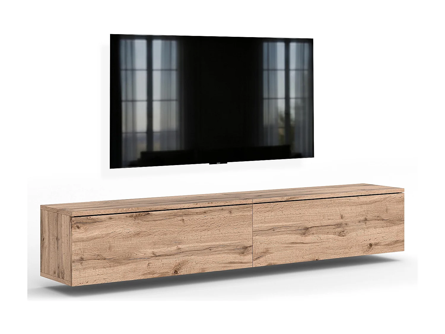 AX LIVING Meuble TV Barvo 2x100 cm Marron Chêne Wotan Suspendu