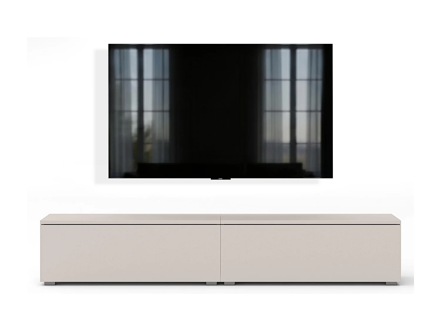 AX LIVING Meuble TV Barvo 2x100 cm Beige Cachemire Sur Pieds