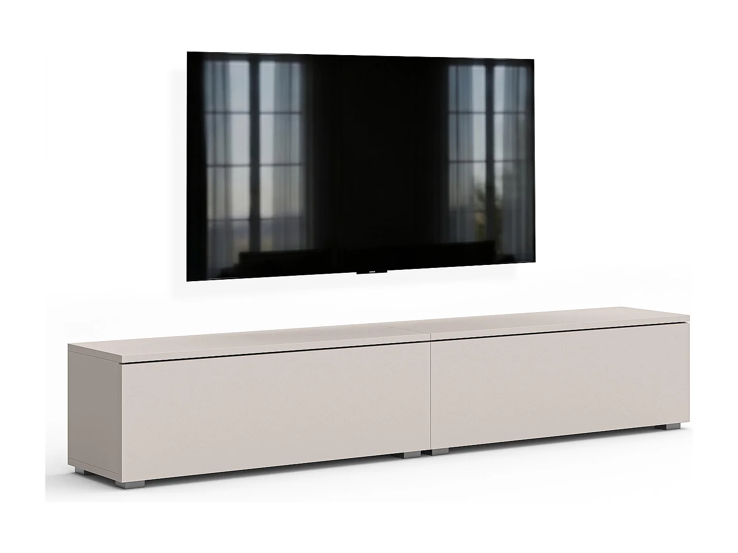 AX LIVING Meuble TV Barvo 2x100 cm Beige Cachemire Sur Pieds