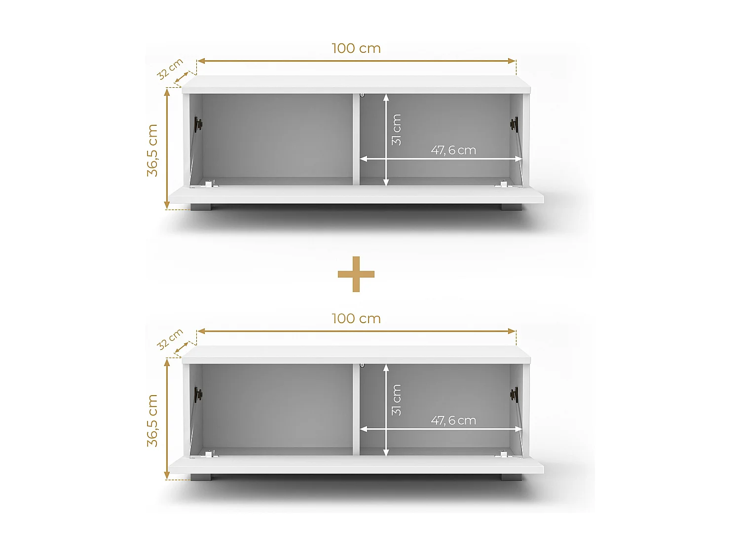 AX LIVING Meuble TV Barvo 2x100 cm Marron Foncé Noyer Warmia Sur Pieds