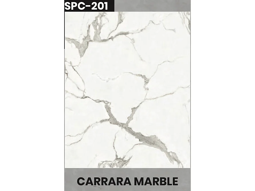 SPC Plaque effet Marbre Mat Carrara 260x122 cm - Revêtement mural et sol étanche SPC-201