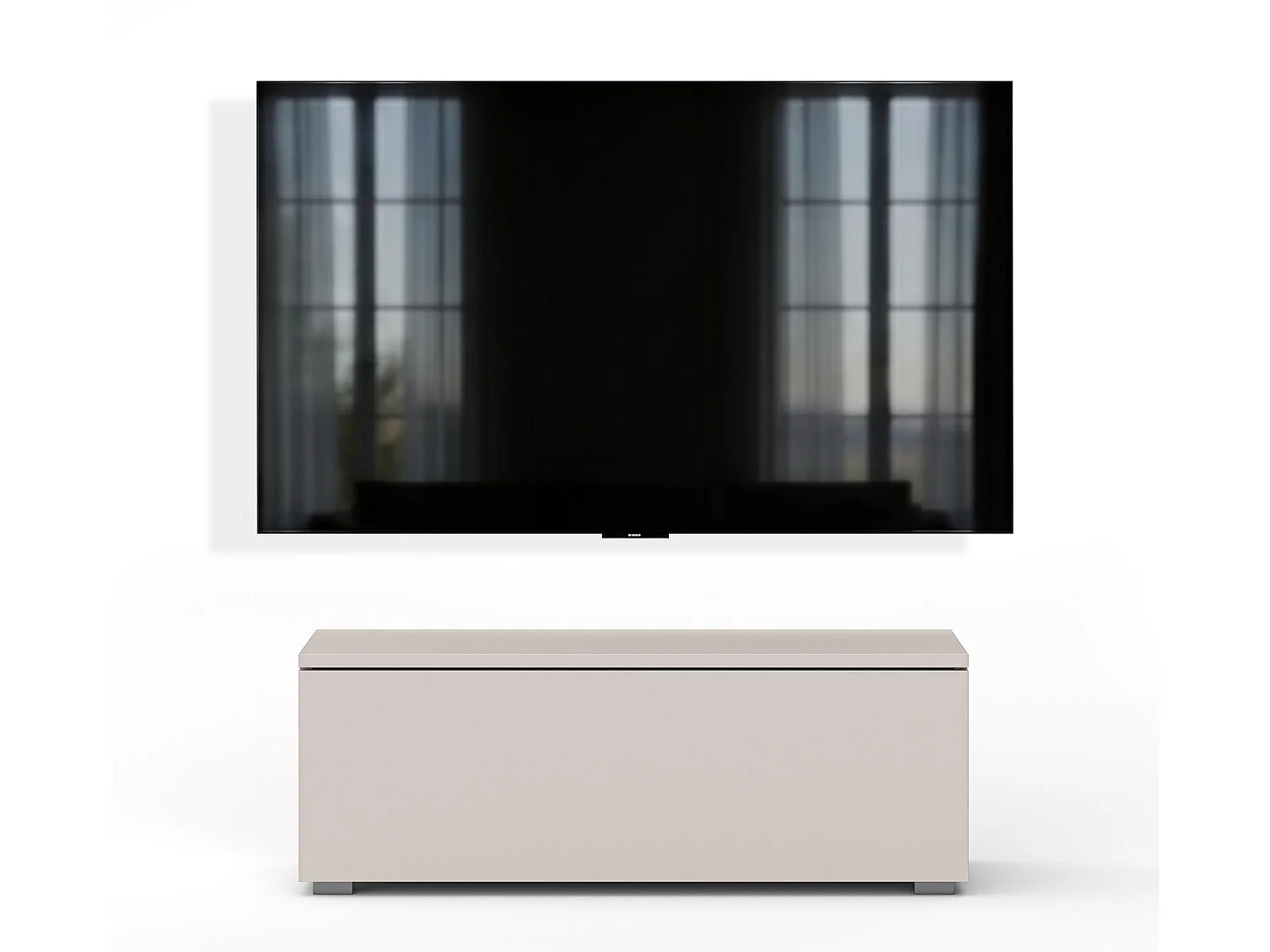 AX LIVING Meuble TV Barvo 100 cm Beige Cachemire Sur Pieds
