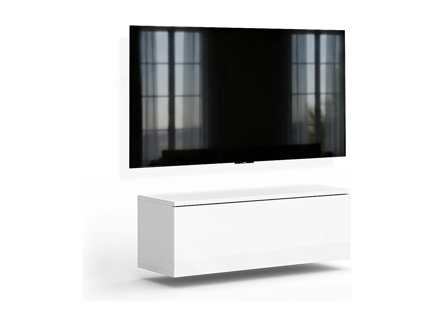 AX LIVING Meuble TV Barvo 100 cm Blanc Mat/Brillant Suspendu