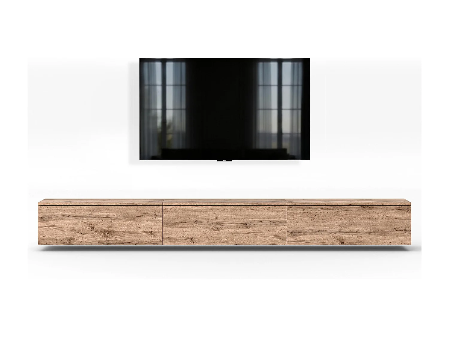 AX LIVING Meuble TV Barvo 3x100 cm Marron Chêne Wotan Suspendu