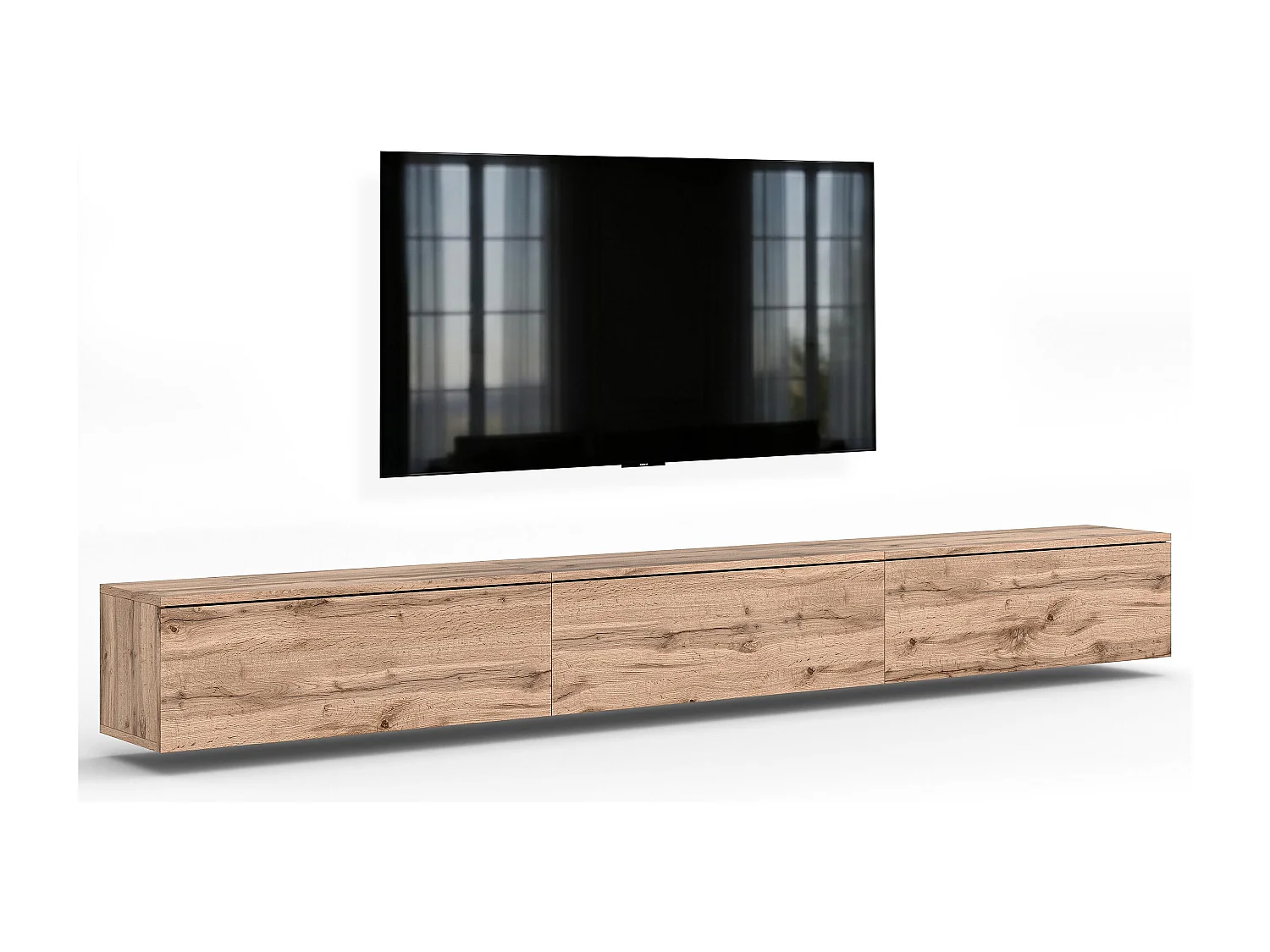 AX LIVING Meuble TV Barvo 3x100 cm Marron Chêne Wotan Suspendu