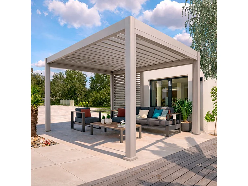 Pergola bioclimatique manuelle 4x3 m Evora argile Hespéride