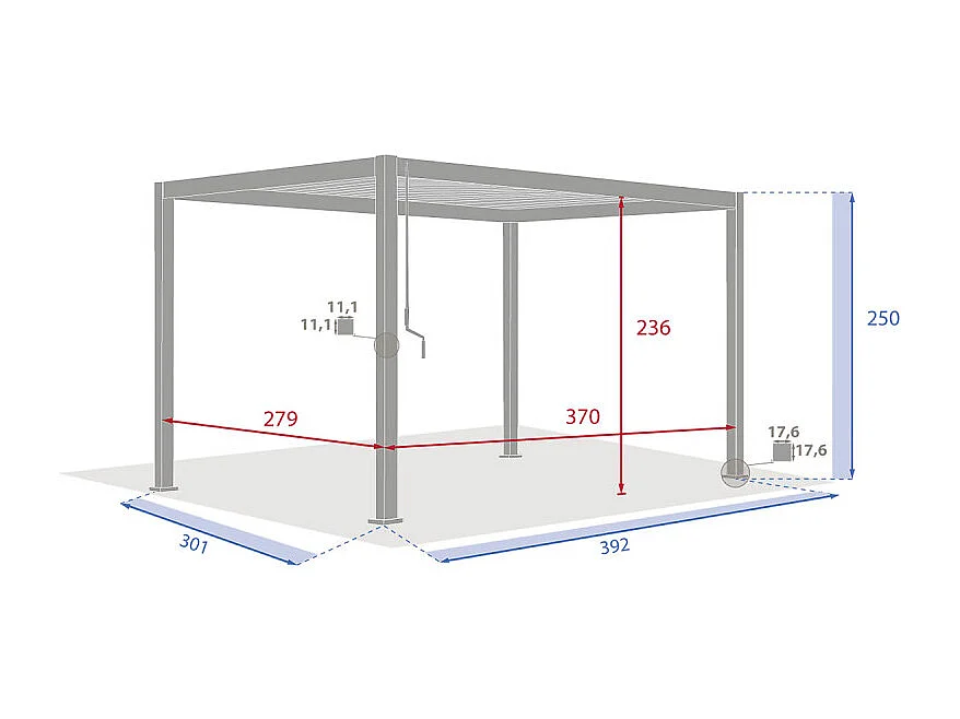 Pergola bioclimatique manuelle 4x3 m Evora argile Hespéride