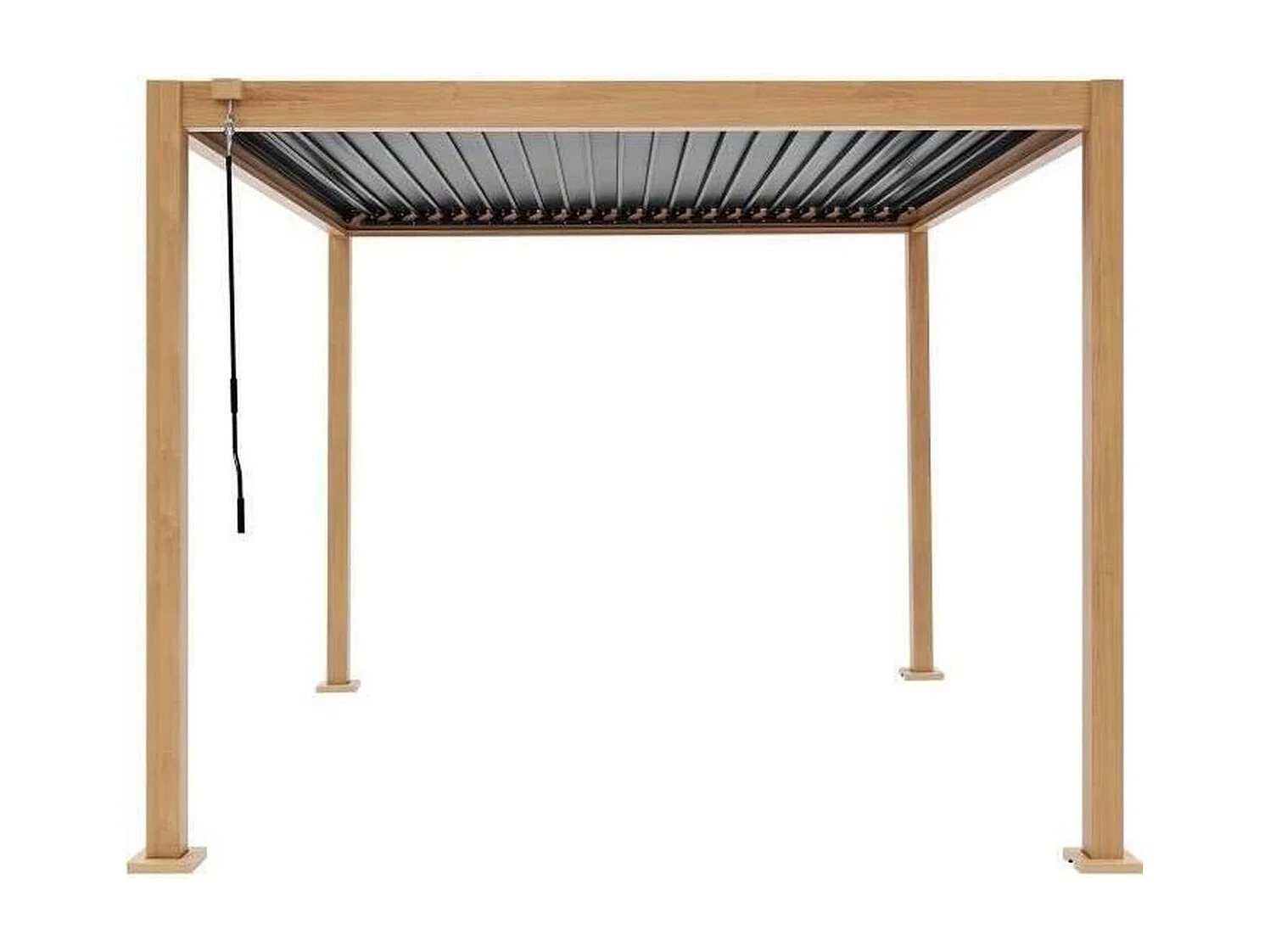 Pergola bioclimatique GAYA 300 x 300 x 240 cm - Aluminium, lames acier réglables, aspect bois