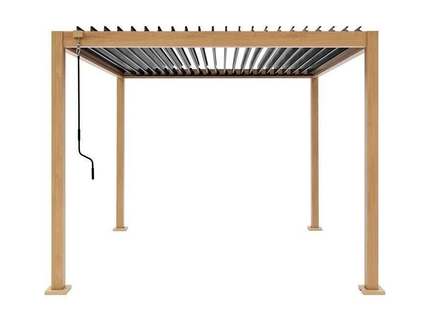 Pergola bioclimatique GAYA 300 x 300 x 240 cm - Aluminium, lames acier réglables, aspect bois