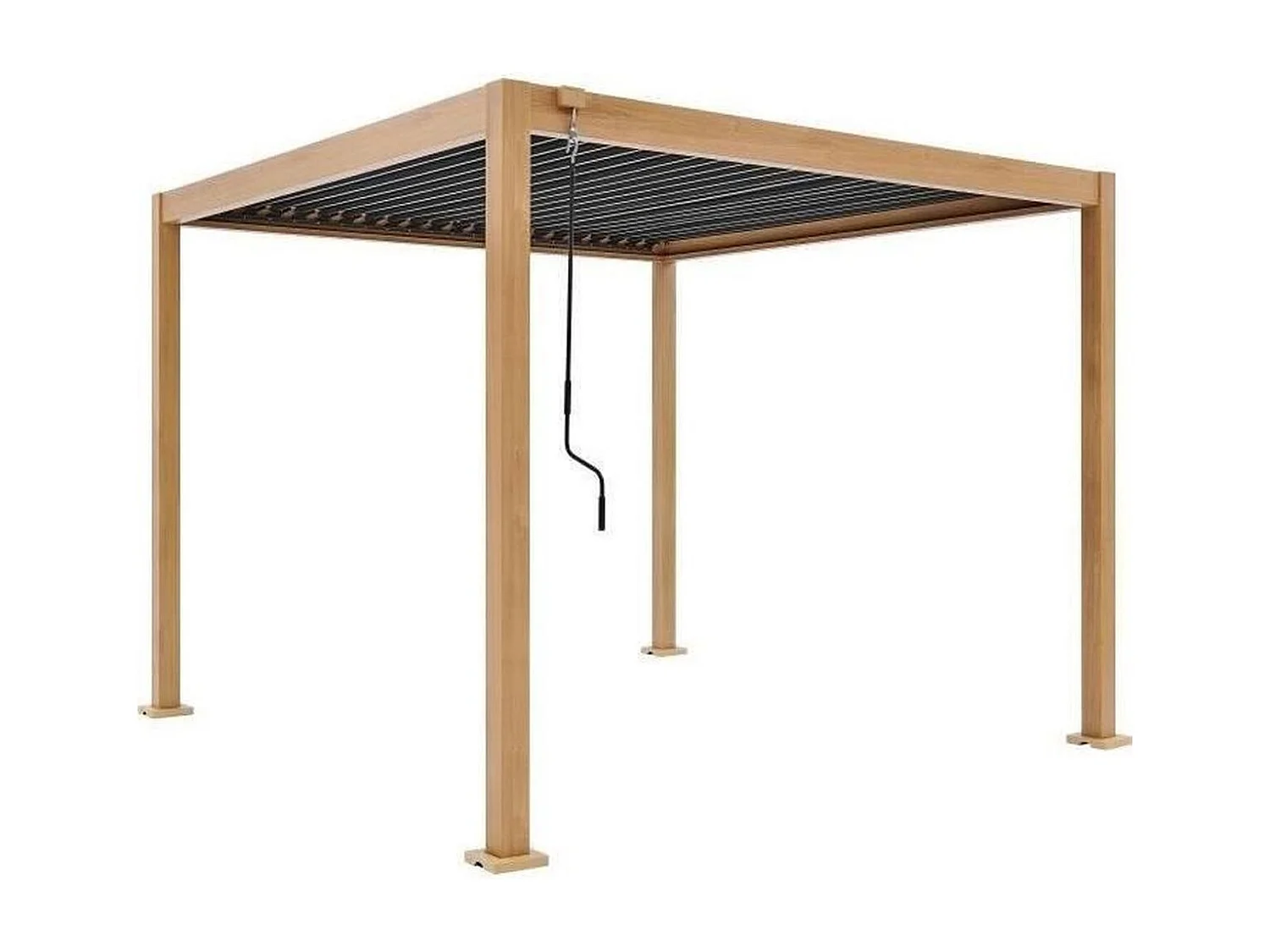 Pergola bioclimatique GAYA 300 x 300 x 240 cm - Aluminium, lames acier réglables, aspect bois