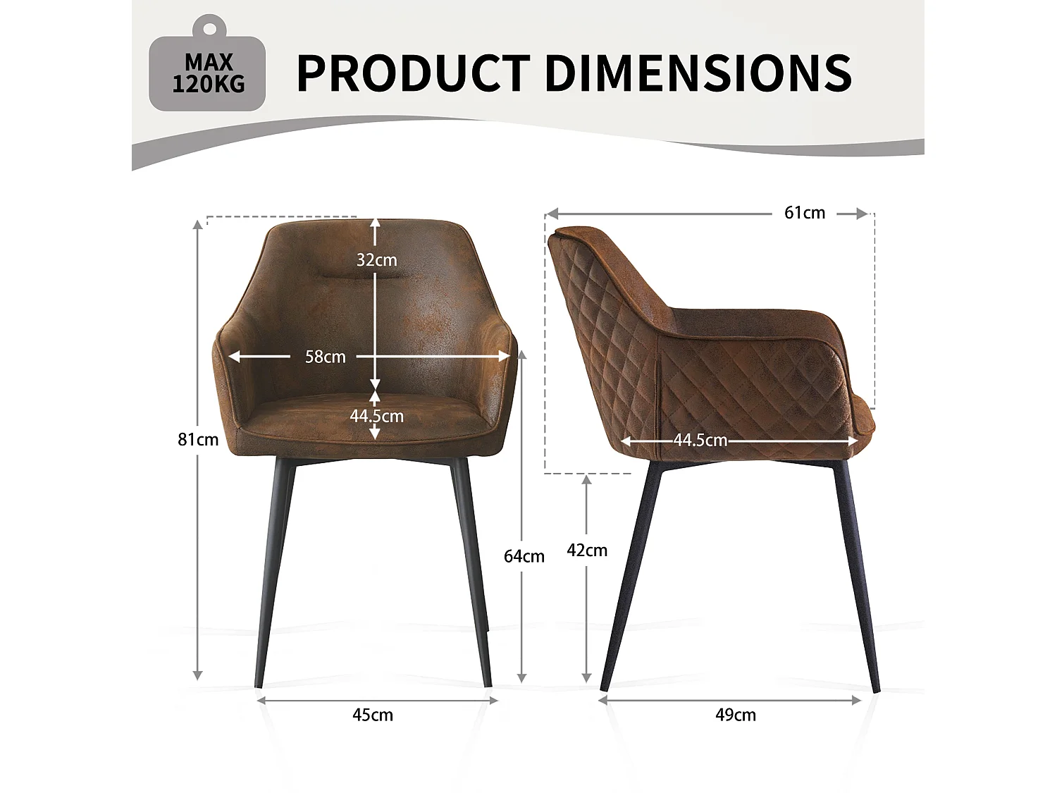 SONARA Dining Chair Faux Leather Modern Style for Dining Room Set of 2